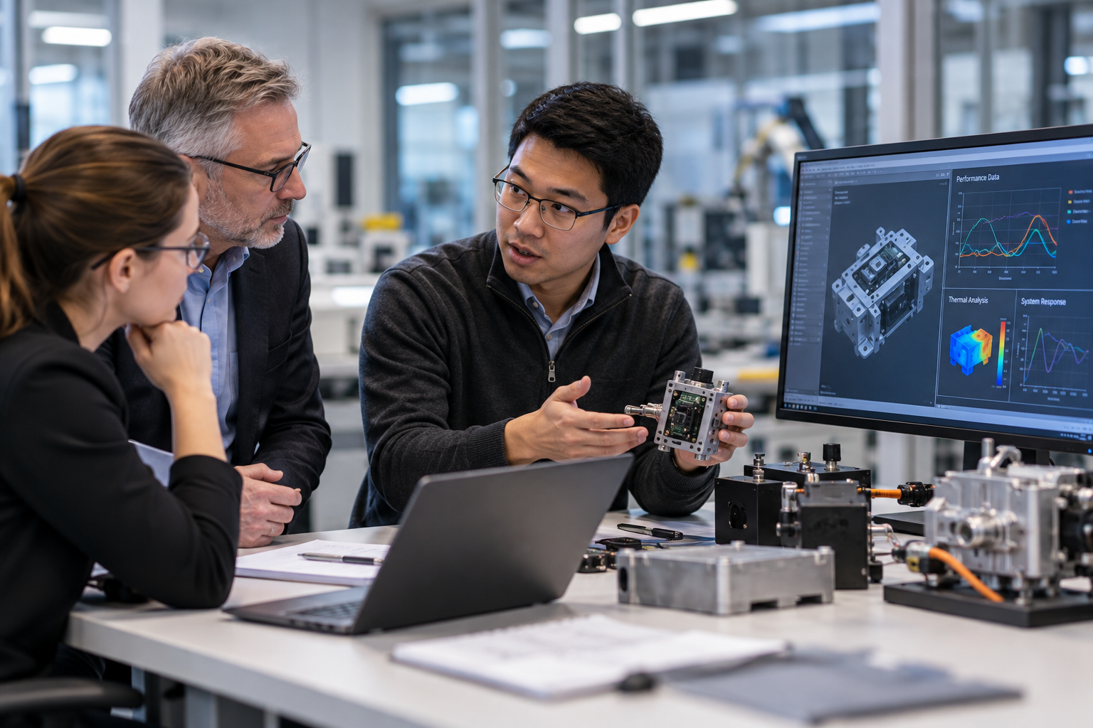 Engineer discussing innovation